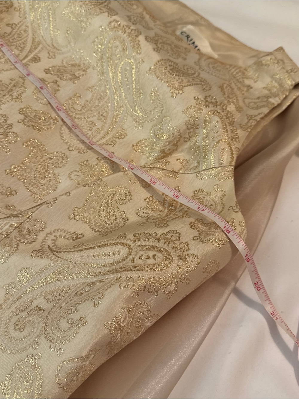 Sleeveless Metallic Brocade 2pc skirt set in Gold - Classic Formal Gown - Picture 9 of 12